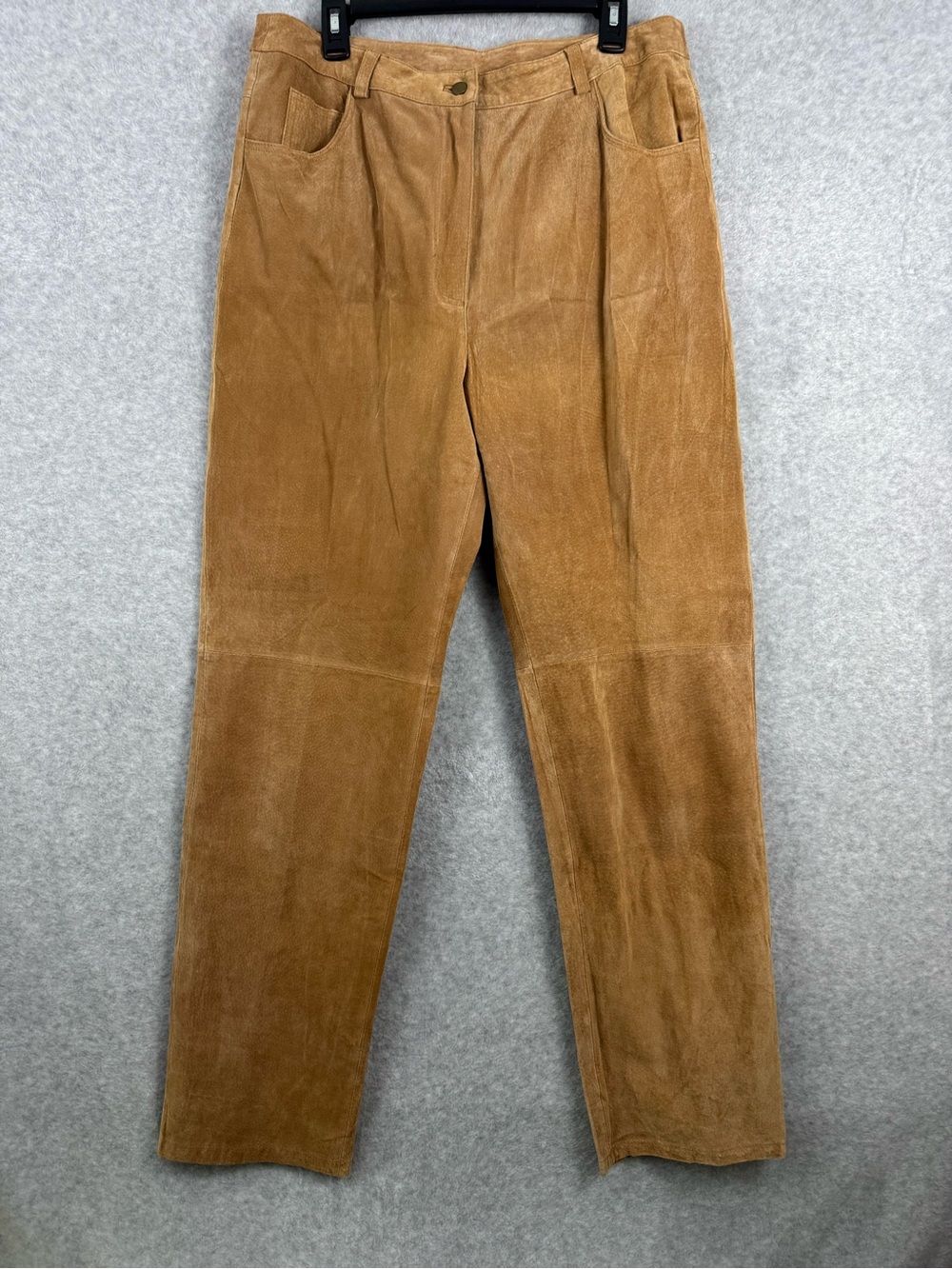 100% Leather Suede Pants Women’s 16T Tan Camel High Rise Straight Leg Vintage
